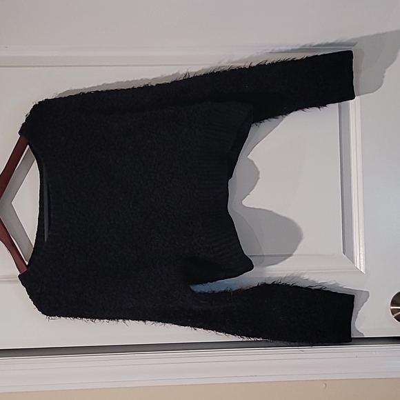 bycorpus Sweaters - y2k fuzzy teddy cropped black sweater bycorpus size large